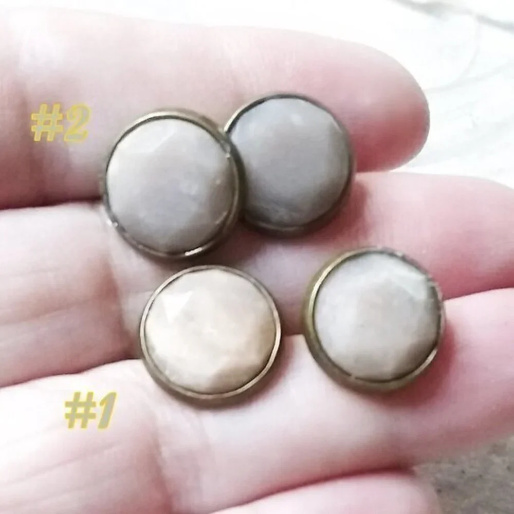 #1 ONLY! Dreamy + Classy! Large Taupe/Beige/Gray Colored Amazonite Post Earrings